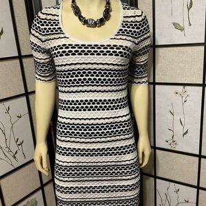 aztec striped low back bodycon dress Black White Horizontal Striped Womens Tight Bodycon Dress main image 1